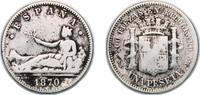 Spain 1 Peseta Spain Provisional Government 1870 *??-70 ????SN-M 1 Peseta - Provisional Government (ESPAÑA) Silver (.835) Madrid Mint (3865000) -
