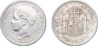 Spain 1 Peseta Spain Kingdom 1900 *19-00 SMV 1 Peseta - Alfonso XIII (3rd portrait) Silver (.835) Madrid Mint (18650000) 4.95g VF KM 706 -