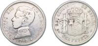 Spain 1 Peseta Spain Kingdom 1905 *19-0? SMV 1 Peseta - Alfonso XIII (4th portrait) Silver (.835) Madrid Mint (492000) 4.85g VF KM 721 -