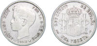 Spain 1 Peseta Spain Kingdom 1902 SMV 1 Peseta - Alfonso XIII (3rd portrait) Silver (.835) Madrid Mint (2599000) VF KM 706 -