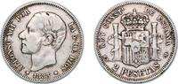 Spain 2 Pesetas Spain Kingdom 1883 MSM 2 Pesetas - Alfonso XII Silver (.835) Madrid Mint (3318205) 10.01g VF KM 678 Cal 46 -