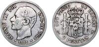 Spain 2 Pesetas Spain Kingdom 1882 *18-82 MSM 2 Pesetas - Alfonso XII Silver (.835) Madrid Mint (20342803) 9.81g VF KM 678 Cal 46 -