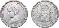 Spain 2 Pesetas Spain Kingdom 1891 *18-?? PGM 2 Pesetas - Alfonso XIII (1st portrait) Silver (.835) Madrid Mint (93000) 9.84g VF KM 692 -