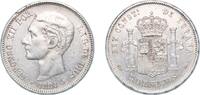 Spain 5 Pesetas Spain Kingdom 1881 *18-81 MSM 5 Pesetas - Alfonso XII (2nd portrait) Silver (.900) Madrid Mint (699000) 24.91g XF KM 676 Cal 28 -