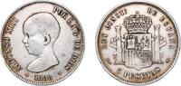 Spain 5 Pesetas Spain Kingdom 1888 *18-88 MPM 5 Pesetas - Alfonso XIII (1st portrait) Silver (.900) Madrid Mint (10643900) 24.95g XF KM 689 -