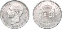 Spain 5 Pesetas Spain Kingdom 1884 *18-84 MSM 5 Pesetas - Alfonso XII (3rd portrait) Silver (.900) Madrid Mint (5847819) 24.84g AU KM 688 Cal 3 -