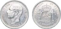 Spain 5 Pesetas Spain Kingdom 1885 *18-85 MSM 5 Pesetas - Alfonso XII (3rd portrait) Silver (.900) Madrid Mint (3144452) 24.82g XF KM 688 Cal 3 -