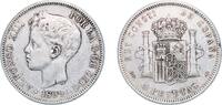 Spain 5 Pesetas Spain Kingdom 1899 *18-99 SGV 5 Pesetas - Alfonso XIII (3rd portrait) Silver (.900) Madrid Mint (13930000) 24.81g VF KM 707 -