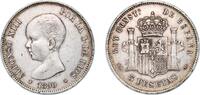 Spain 5 Pesetas Spain Kingdom 1890 *18-90 MPM 5 Pesetas - Alfonso XIII (1st portrait) Silver (.900) Madrid Mint (4275258) 24.97g XF KM 689 -