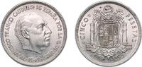 Spain 5 Pesetas Spain Nationalist Government 1949 *19-49 5 Pesetas - Francisco Franco Nickel (612000) 15.09g UNC KM 778 Cal 45 Schön 30 -