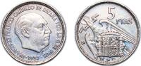 Spain 5 Pesetas Spain Nationalist Government 1957 BA 5 Pesetas - Francisco Franco Copper-nickel (75% copper, 25% nickel) (43000) 5.71g AU KM 78 -