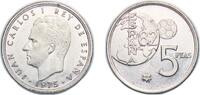 Spain 5 Pesetas Spain Kingdom 1975 *80 5 Pesetas - Juan Carlos I (España '82; Error mule Mundial) Copper-nickel (75% copper, 25% nickel) Madrid -