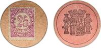 Spain 25 Centimos Spain Spanish notgeld Nationalist Government 1938 25 Centimos (Numeral; pink-lilac) Cardboard 0.49g XF Miró 44 P 96D -