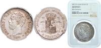 Spain 5 Pesetas Spain Kingdom 1871 *18-71 SDM 5 Pesetas - Amadeo I Silver (.900) Madrid Mint (13641162) 25g NGC AU KM 666 Cal 5 -