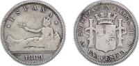 Spain 1 Peseta Spain Provisional Government 1869 SN-M 1 Peseta - Provisional Government (ESPAÑA) Silver (.835) Madrid Mint (367000) 4.72g VF K -