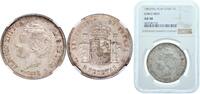 Spain 5 Pesetas Spain Kingdom 1892 *18-92 PGM 5 Pesetas - Alfonso XIII (2nd portrait) Silver (.900) Madrid Mint (7000000) 25g NGC AU 50 KM 700 -
