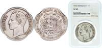 Venezuela 5 Bolivars Venezuela United States 1935 5 Bolívares Silver (.900) (Copper .100) Paris Mint (1600000) 25g NGC XF 45 Y 24.1 Y 24.2 NCV mv5bs -