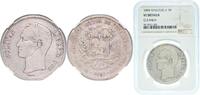Venezuela 5 Bolivars Venezuela United States 1888 5 Bolívares Silver (.900) (Copper .100) Paris Mint (281000) 25g NGC VF Y 24.1 Y 24.2 NCV mv5bs-aa -