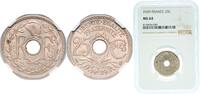 France 25 Centimes France Third Republic 1939 25 Centimes Nickel silver (Copper 600‰, Nickel 200‰ and Zinc 200‰) Paris Mint (42964500) 4g NGC MS 64 -