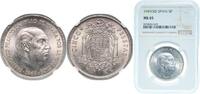 Spain 5 Pesetas Spain Nationalist Government 1949 * 19-50 5 Pesetas - Francisco Franco Nickel Madrid Mint (21000000) NGC MS 65 KM 778 Cal 45 Sc -