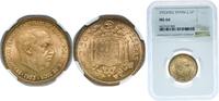 Spain 2.50 Pesetas Spain Nationalist Government 1953 2 ½ Pesetas - Francisco Franco Aluminium bronze (90% copper, 10% aluminium) Madrid Mint (30322 -
