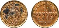 Germany 1 Pfennig Germany Kingdom of Prussia 1865 A 1 Pfenning - Wilhelm I Copper-Gilding Berlin Mint 2g AU AKS 108 Old/Mue 2 426, 429, 433 KM 48 -