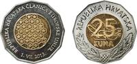Croatia 25 Kuna Croatia Republic 2013 25 Kuna (European Union Membership) Bimetallic: copper-aluminium-nickel centre in copper-nickel ring (Bras -