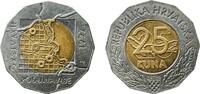 Croatia 25 Kuna Croatia 1997 25 Kuna (Danube Region) Bimetallic: brass centre in copper-nickel ring (Brass: 92% Copper, 6% Aluminium, 2% Nickel) -