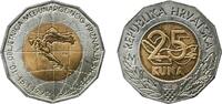 Croatia 25 Kuna Croatia Republic 2002 25 Kuna (Independence) Bimetallic: copper-aluminium-nickel centre in copper-nickel ring (Brass: Cu 92%, Al -
