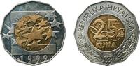Croatia 25 Kuna Croatia Republic 1999 25 Kuna (Euro Currency) Bimetallic: copper-aluminium-nickel centre in copper-nickel ring (Brass: Cu 92%, A -