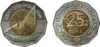 Croatia 25 Kuna Croatia Republic 1998 25 Kuna (Expo Lisbon) Bimetallic: copper-aluminium-nickel centre in copper-nickel ring (Brass: Cu 92%, Al -