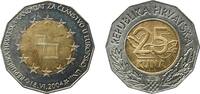 Croatia 25 Kuna Croatia Republic 2004 25 Kuna (Candidate for the European Union) Bimetallic: copper-aluminium-nickel centre in copper-nickel rin -