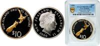 10 Dollars 2000 New Zealand New Zealand State 2000 10 Dollars - Elizabeth II (4th Portrait; New Zealand, First to the Future) Gold plated silver ...
