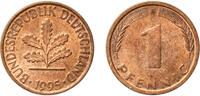 Germany 1 Pfennig Germany Federal Republic 1995 A 1 Pfennig Copper clad iron (90% Iron, 10% Copper) (100000000) 1.99g AU KM 105 J 380 Schön 103 -