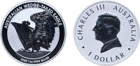Australia 1 Dollar Australia Australian external territory 2025 P 1 Dollar - Charles III (1st Portrait - Wedge Tailed Eagle) Silver (.999) Perth Mi -