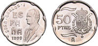 Spain 50 Pesetas Spain Kingdom 1999 M 50 Pesetas - Juan Carlos I Copper-nickel (75% copper, 25% nickel) Royal Mint of Spain (2100000) 5.6g UNC K -