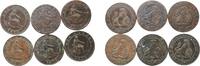 Spain 2 Centimos Spain Provisional Government 1870 OM 2 Centimos (6 Coins) Bronze La Seca Mint VF KM 661 -