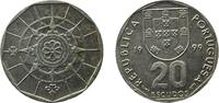Portugal 20 Escudos Portugal Third Republic 1999 INCM 20 Escudos Copper-nickel (Cu750, Ni250) Lisbon Mint (20000000) 6.92g UNC KM 634 Gomes R 52 -