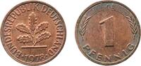 Germany 1 Pfennig Germany 1978 F 1 Pfennig Copper clad iron (90% Iron, 10% Copper) Stuttgart Mint (180000000) 2g AU KM 105 J 380 Schön 103 -