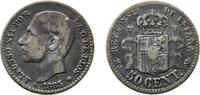 Spain 50 Centimos Spain Kingdom 1885 ????8-6 MSM 50 Centimos - Alfonso XII Silver (.835) Madrid Mint 2.46g VF KM 685 -