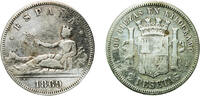 Spain 5 Pesetas Spain Provisional Government 1869 ????18-68 SNM 5 Pesetas - Provisional Government Silver (.900) Royal Mint of Spain (100) 9.82g -