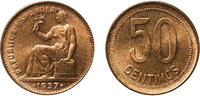 Spain 50 Centimos Spain Second Republic 1937 36 50 Centimos - II Republic Brass (90% copper, 10% zinc) Royal Mint of Spain (1000000) 5.73g UNC Sc -