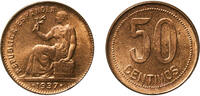 Spain 50 Centimos Spain Second Republic 1937 36 50 Centimos - II Republic Brass (90% copper, 10% zinc) Royal Mint of Spain (1000000) 6.07g UNC Sc -