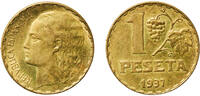 Spain 1 Peseta Spain Second Republic 1937 1 Peseta Rubia Aluminium bronze (90% copper, 10% aluminium) Royal Mint of Spain (50000000) 4.96g AU -