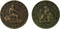 Spain 10 Centimos Spain Provisional Government 1870 ????OM 10 Centimos - Provisional Government Bronze (95% copper, 4% tin, 1% zinc) Barcelona Min -