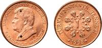 Turkmenistan 1 Teňňe Turkmenistan 1993 1 Teňňe Copper plated steel Royal Mint (100000000) 1.88g UNC KM 1 Schön 2 -