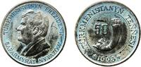 Turkmenistan 50 Teňňe Turkmenistan 1993 50 Teňňe Nickel plated steel Royal Mint (40000000) 4.95g UNC KM 5 Schön 6 -