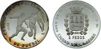 Cuba 5 Pesos Cuba Second Republic 1989 5 Pesos 14th, FIFA World Cup Italy, 1990, 3 footballers -