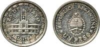 Argentina 1 Peso Argentina Federal Republic 1960 1 Peso (May Revolution) Nickel clad steel Buenos Aires Mint (98751080) 6.52g UNC KM 58 CJ 274 S -