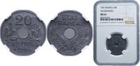 France 20 Centimes France Vichy French State 1941 20 Centimes (Vichy French State, Zinc, 20, heavy type) Zinc Paris Mint 3.5g NGC MS 63 Franc 201 -